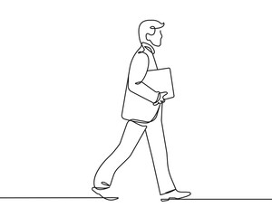 Businessman Trendy Continuous Line Art Drawing. Business Concept Minimalistic Black Lines Drawing on White Background. Worker Illustration for Abstract Modern Design. Vector EPS 10	