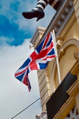 union jack flag outside old cinema in brighton 