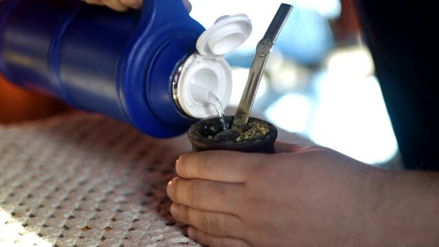 Mate is a typical hot drink from Argentina and Uruguay with yerba. Argentine tradition concept.