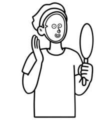 フェイシャルパックをする男性のイラスト素材