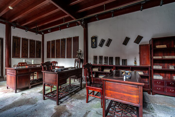 Interior view of ancient Chinese historical buildings