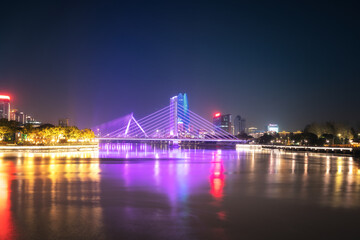 Fototapeta na wymiar China Ningbo city landscape night view