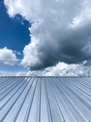 rooftop against blue sky.