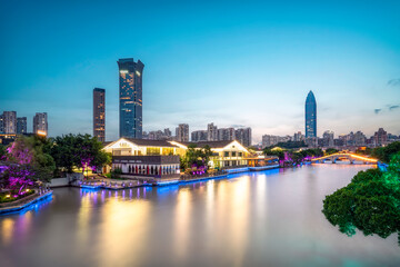 Fototapeta na wymiar Wenzhou Impression Nantang Park city night view