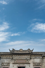 Close-up of street view of ancient Chinese architecture