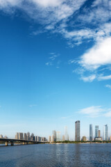 Fototapeta premium China Fuzhou city buildings street scene
