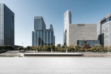 Obraz na płótnie Canvas Street view of modern buildings in Ningbo, China
