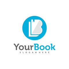 Letter B with Book logo design vector, Creative Book logo concepts template illustration.