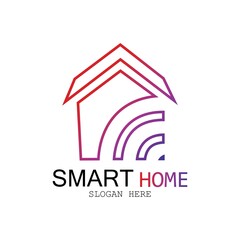 Wifi House Vector Logo.Smart City Tech Icon Vector. City Net Logo Concept Vector
