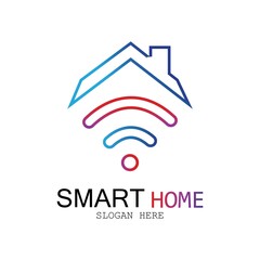 Wifi House Vector Logo.Smart City Tech Icon Vector. City Net Logo Concept Vector