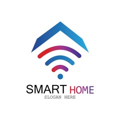 Wifi House Vector Logo.Smart City Tech Icon Vector. City Net Logo Concept Vector