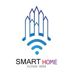 Wifi House Vector Logo.Smart City Tech Icon Vector. City Net Logo Concept Vector
