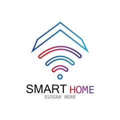 Wifi House Vector Logo.Smart City Tech Icon Vector. City Net Logo Concept Vector