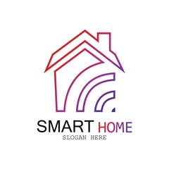 Wifi House Vector Logo.Smart City Tech Icon Vector. City Net Logo Concept Vector