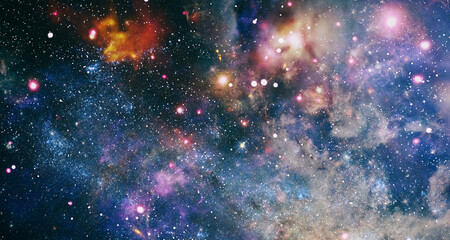 Stars and far galaxies. Wallpaper background. Sci-fi space wallpaper. Elements of this image furnished by NASA - obrazy, fototapety, plakaty