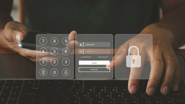 cyber security in two-step verification, multi-factor authentication, information security and encryption, secure access to user's personal information, secure Internet access, and cybersecurity.