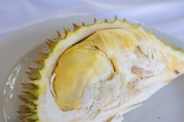 closeup of fresh durian on plate at Thailand