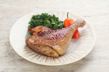 Roasted duck leg with orange sauce