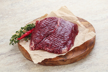 Raw beef machete steak for grill