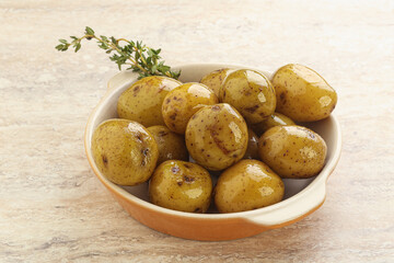Boiled baby potato in the bowl