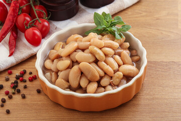 Whinte canned kidney beans in the bowl