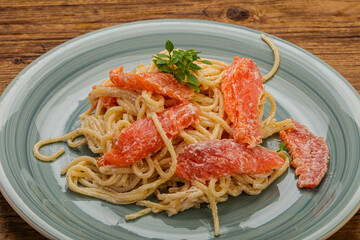 Pasta with salmon  and cream cheese