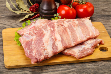 Raw pork ribs for cooking