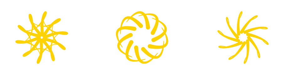 3 ornamentos circulares amarillos