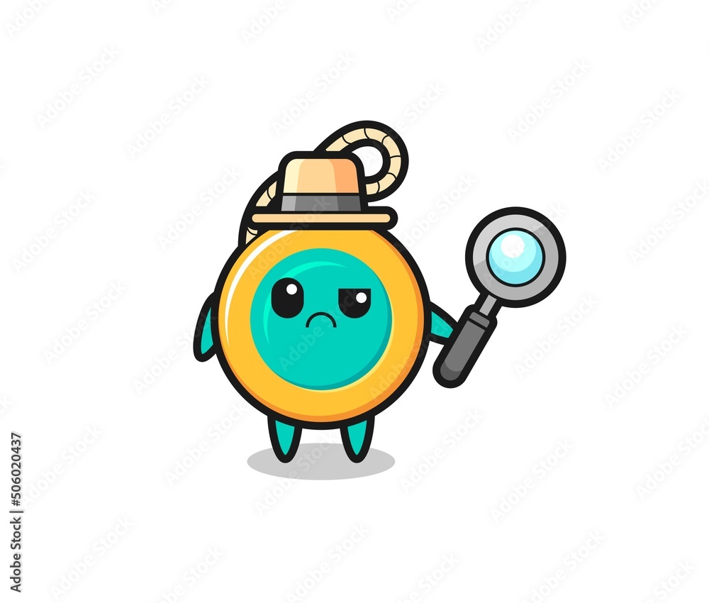 Sticker the mascot of cute yoyo as a detective