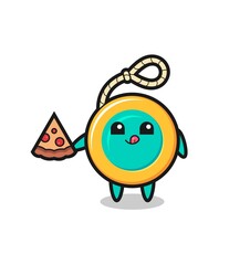 cute yoyo cartoon eating pizza