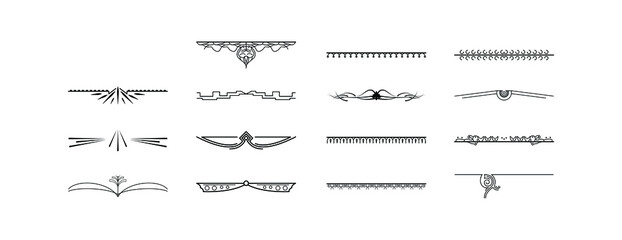 Set Black Simple Line Collection Doodle Border Elements Vector Design Style Sketch Isolated Illustration For Banner