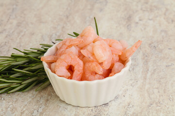 Tasty peeled prawn in the bowl