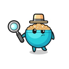 cereal bowl detective character is analyzing a case