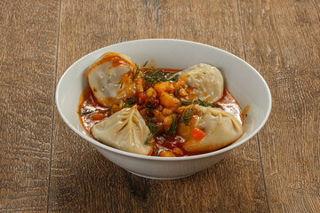 Traditional Uzbek cuisine - manti