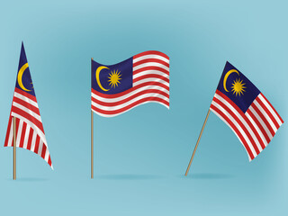 National flag of Malaysia  vector.Waving flag of Malaysia from different angle