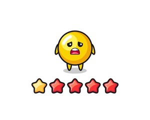 the illustration of customer bad rating, egg yolk cute character with 1 star