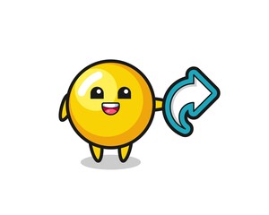 cute egg yolk hold social media share symbol