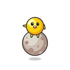 illustration of egg yolk cartoon sitting on the moon