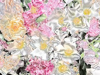 metallic colored pink and white roses