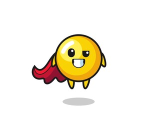 the cute egg yolk character as a flying superhero