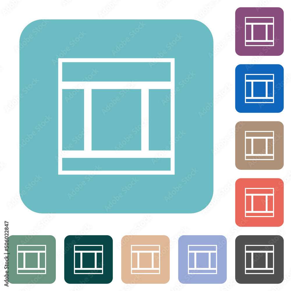 Poster three columned web layout outline rounded square flat icons