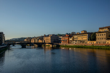 Fototapeta na wymiar A view of Ponte Vecchio in Florence early morning