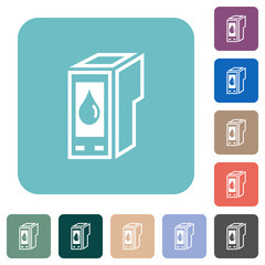 Ink cartridge outline rounded square flat icons