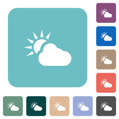 Cloudy weather rounded square flat icons