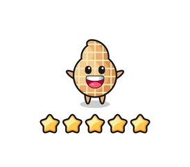 the illustration of customer best rating, peanut cute character with 5 stars