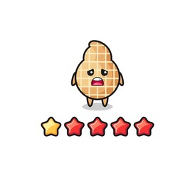 the illustration of customer bad rating, peanut cute character with 1 star