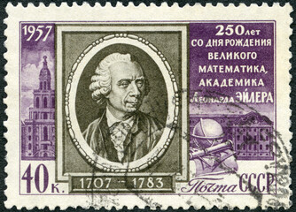 Fototapeta na wymiar USSR - 1957: shows Leonhard Euler (1707-1783), mathematician, 1957