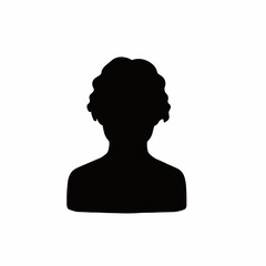 シルエット男性　ミディアムパーマヘア