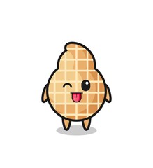 cute peanut character in sweet expression while sticking out her tongue