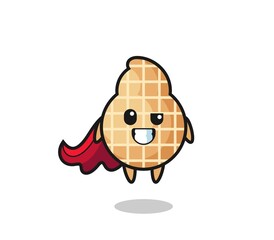 Fototapeta premium the cute peanut character as a flying superhero